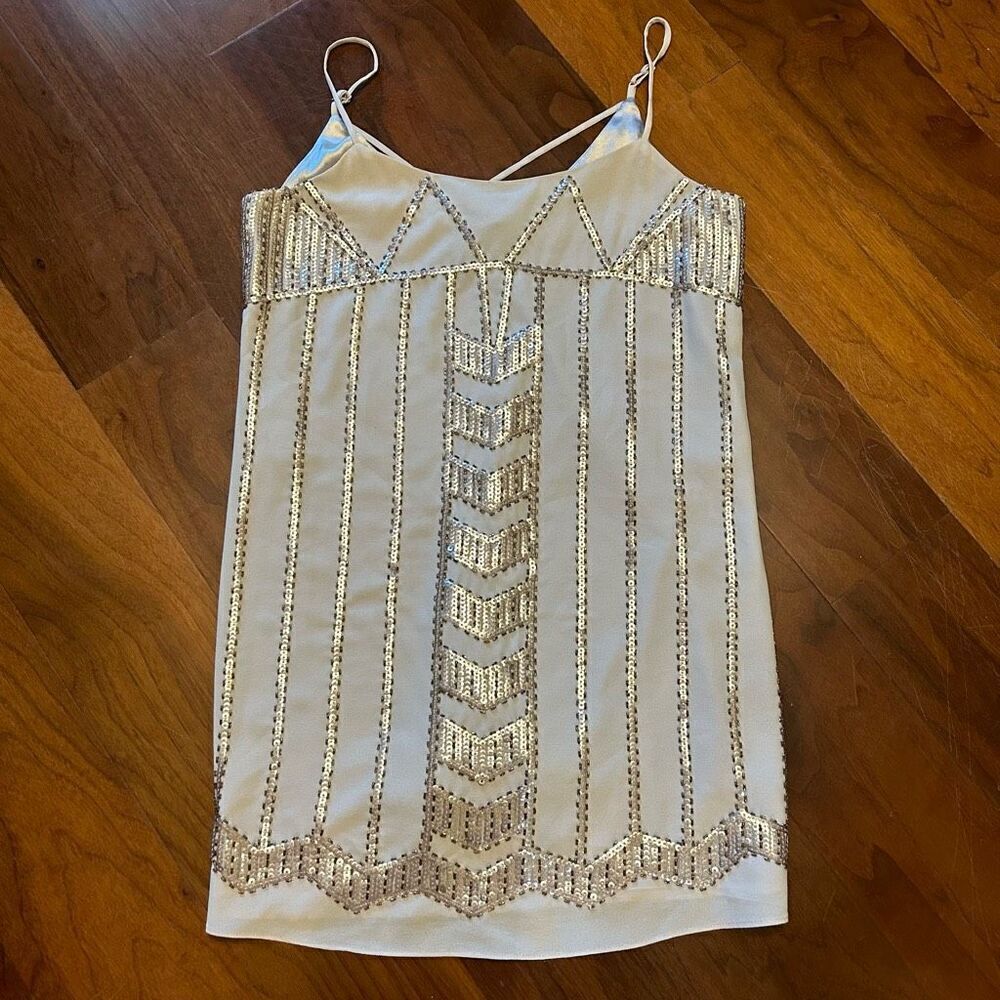 Adelyn Rae women's Crochet Woven Beaded Tunic in Nude size XS NWT